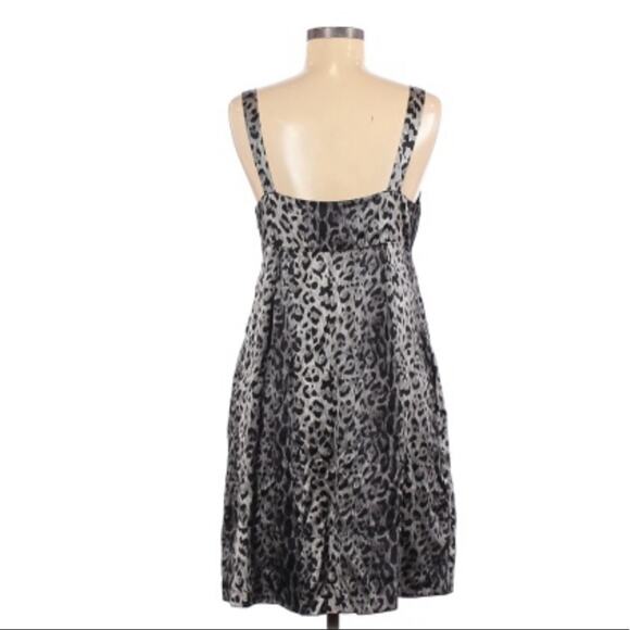 The limited silk leopard print cocktail party dress in silver, size 8 - Picture 2 of 7